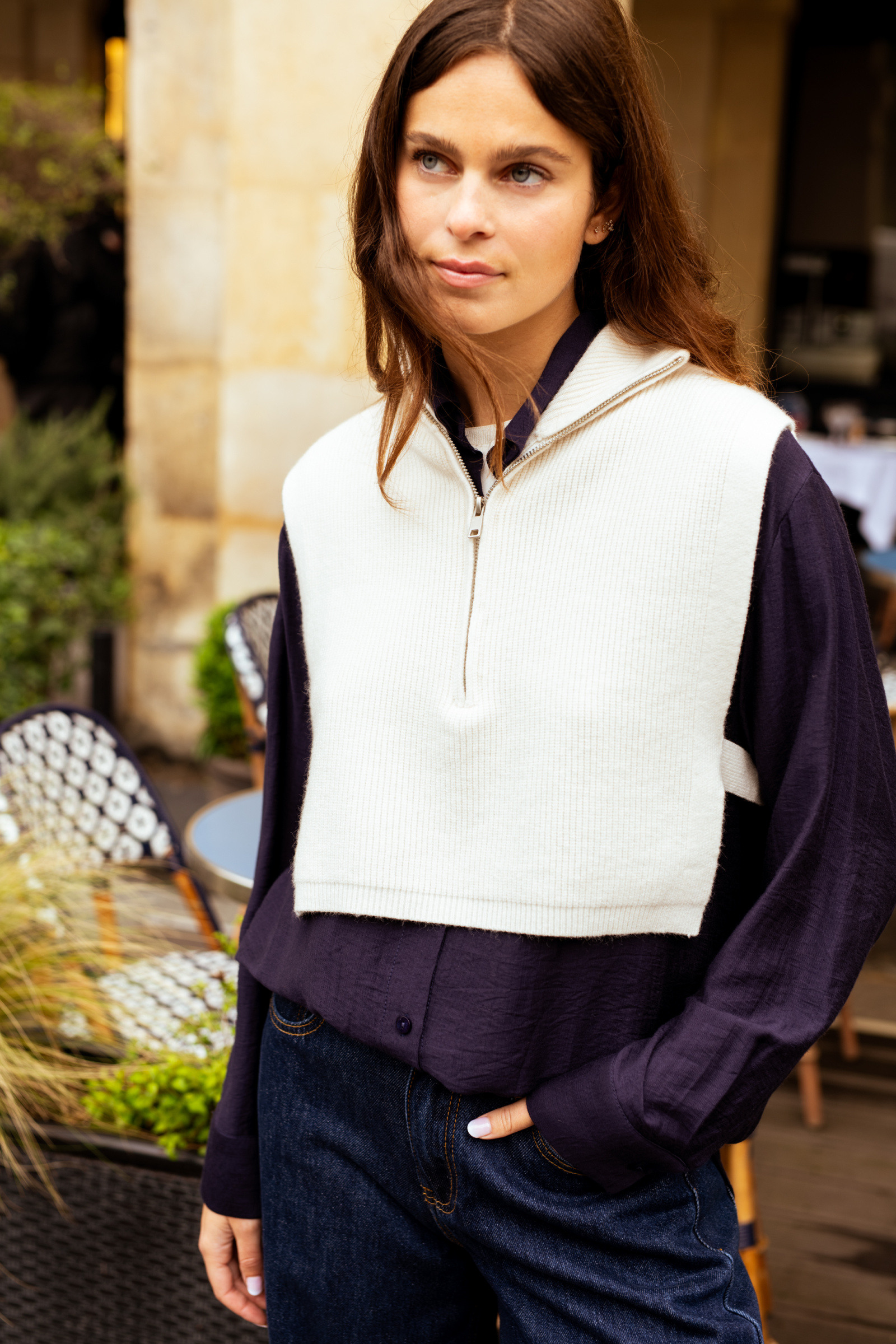 Wholesaler Sunny Studio - Knitted zip-neck sweater