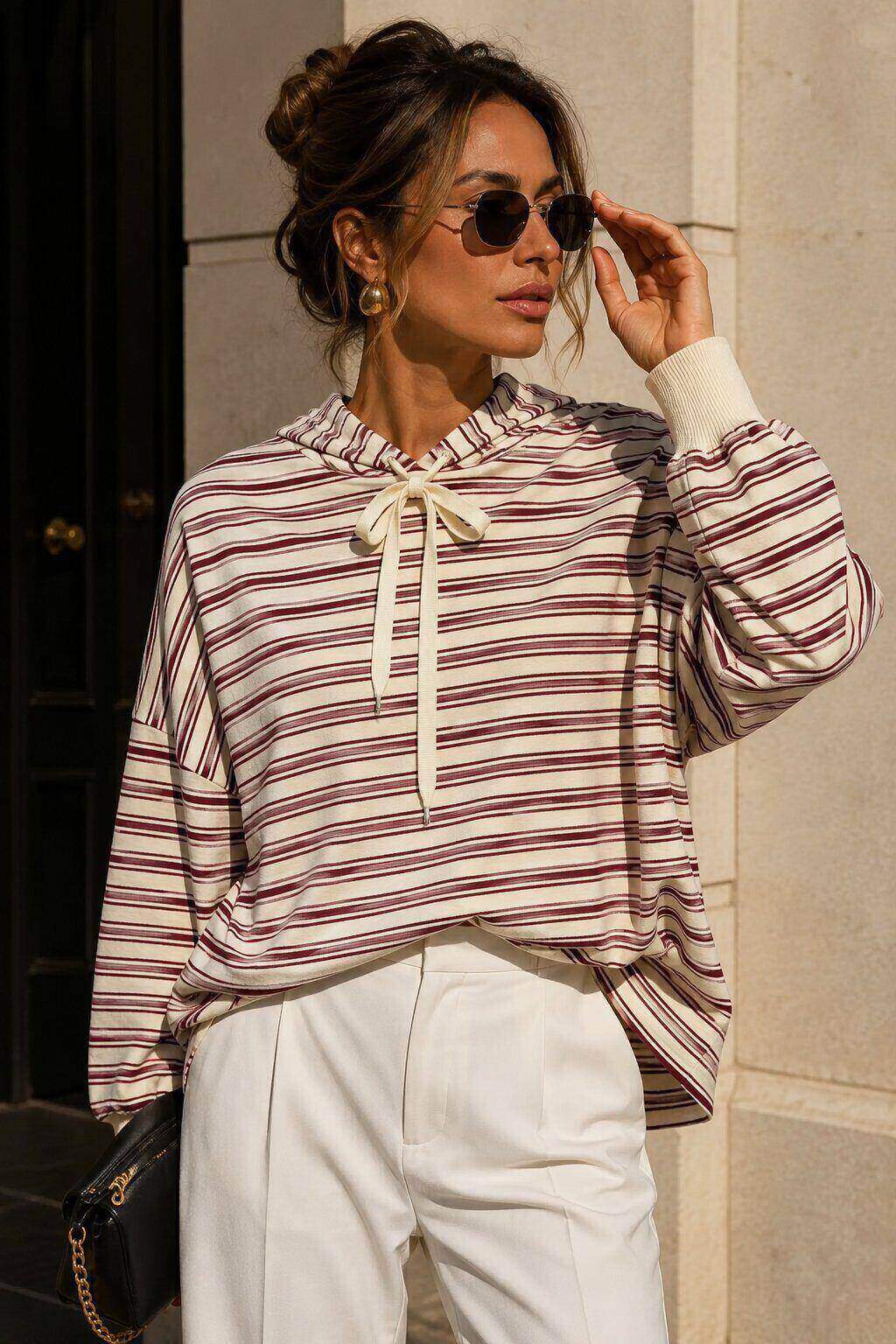 Grossiste Sunny Studio - Sweatshirt à capuche rayé