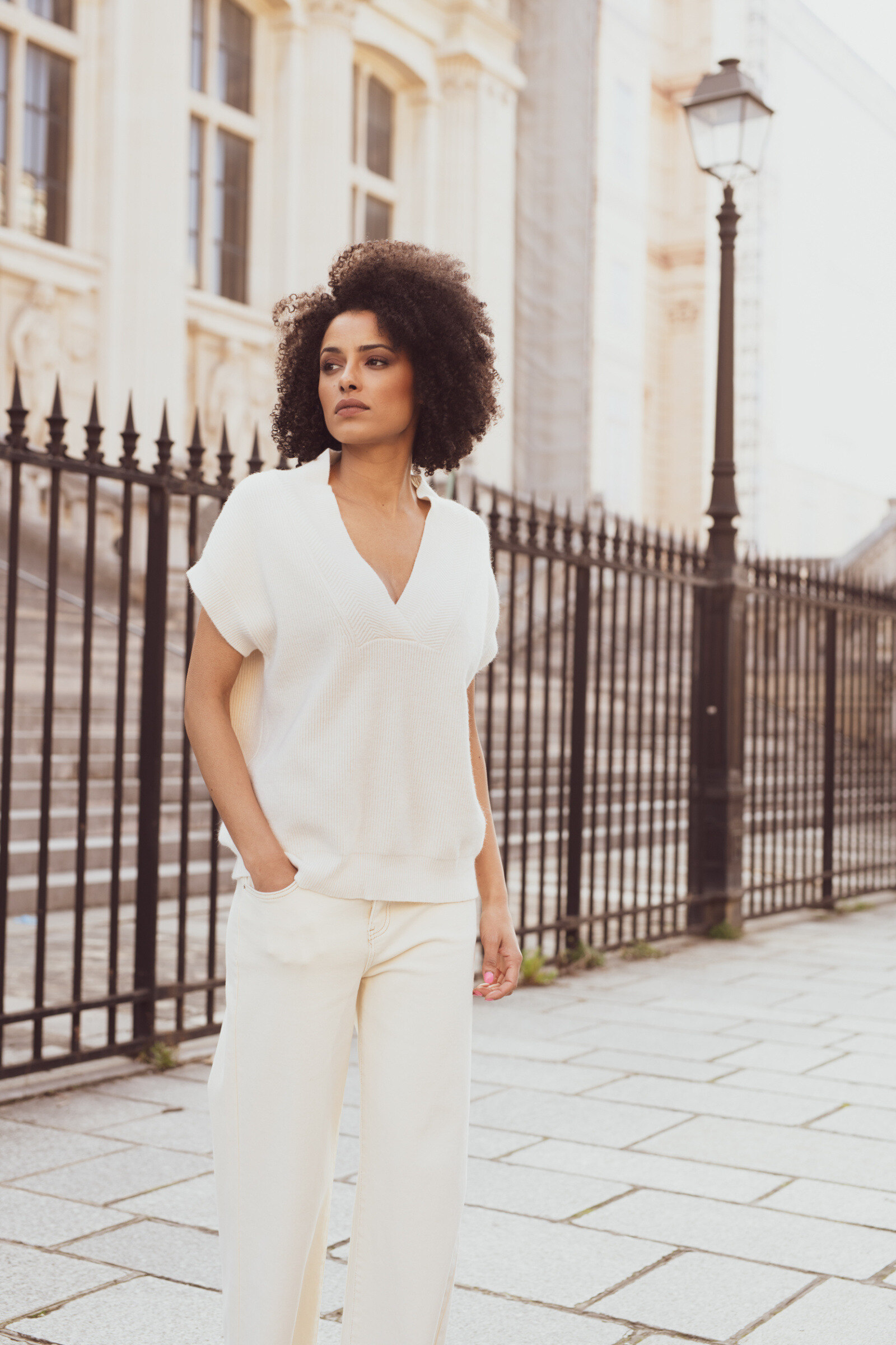 Grossiste Sunny Studio - Pull en maille avec col en V