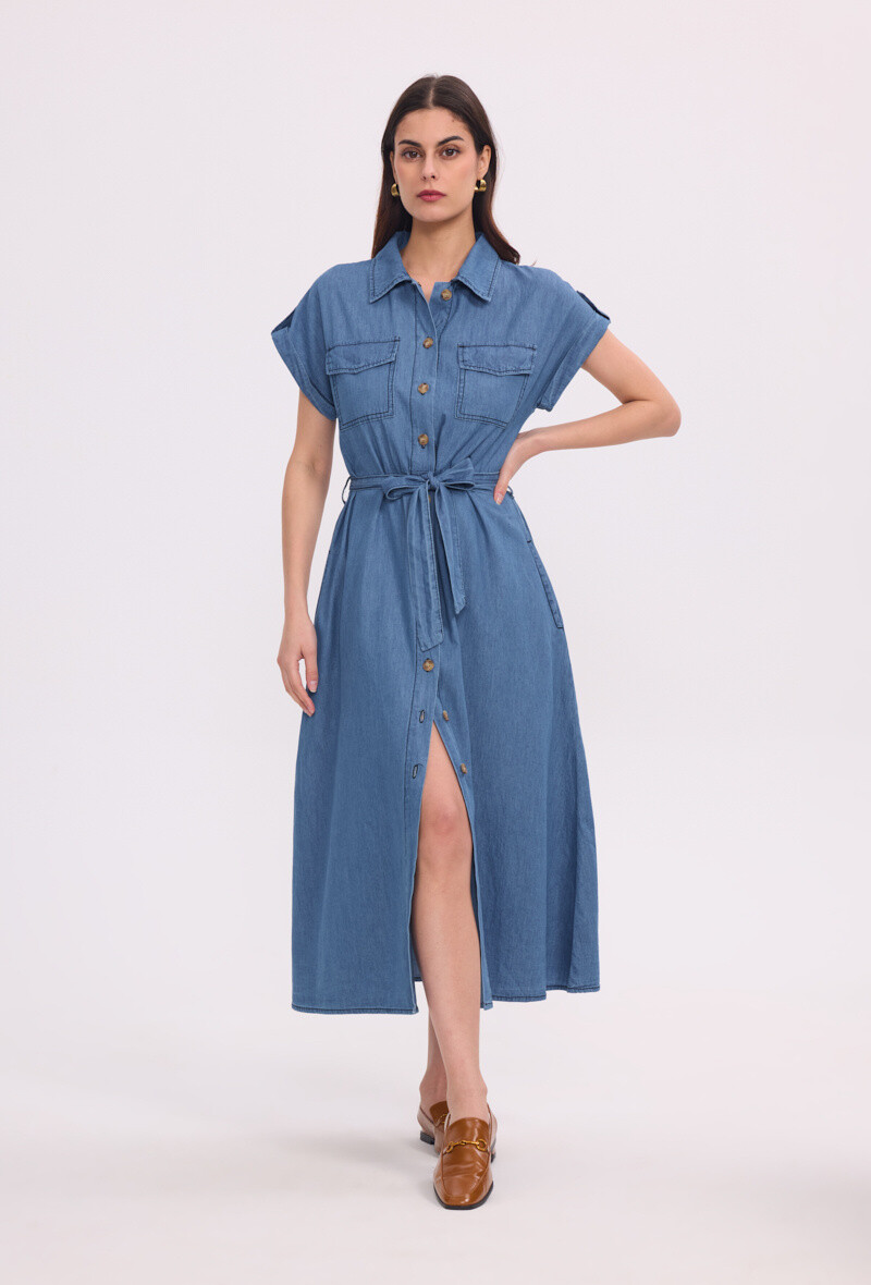 Großhändler Sunny Studio - Kurzärmeliges Jeanskleid