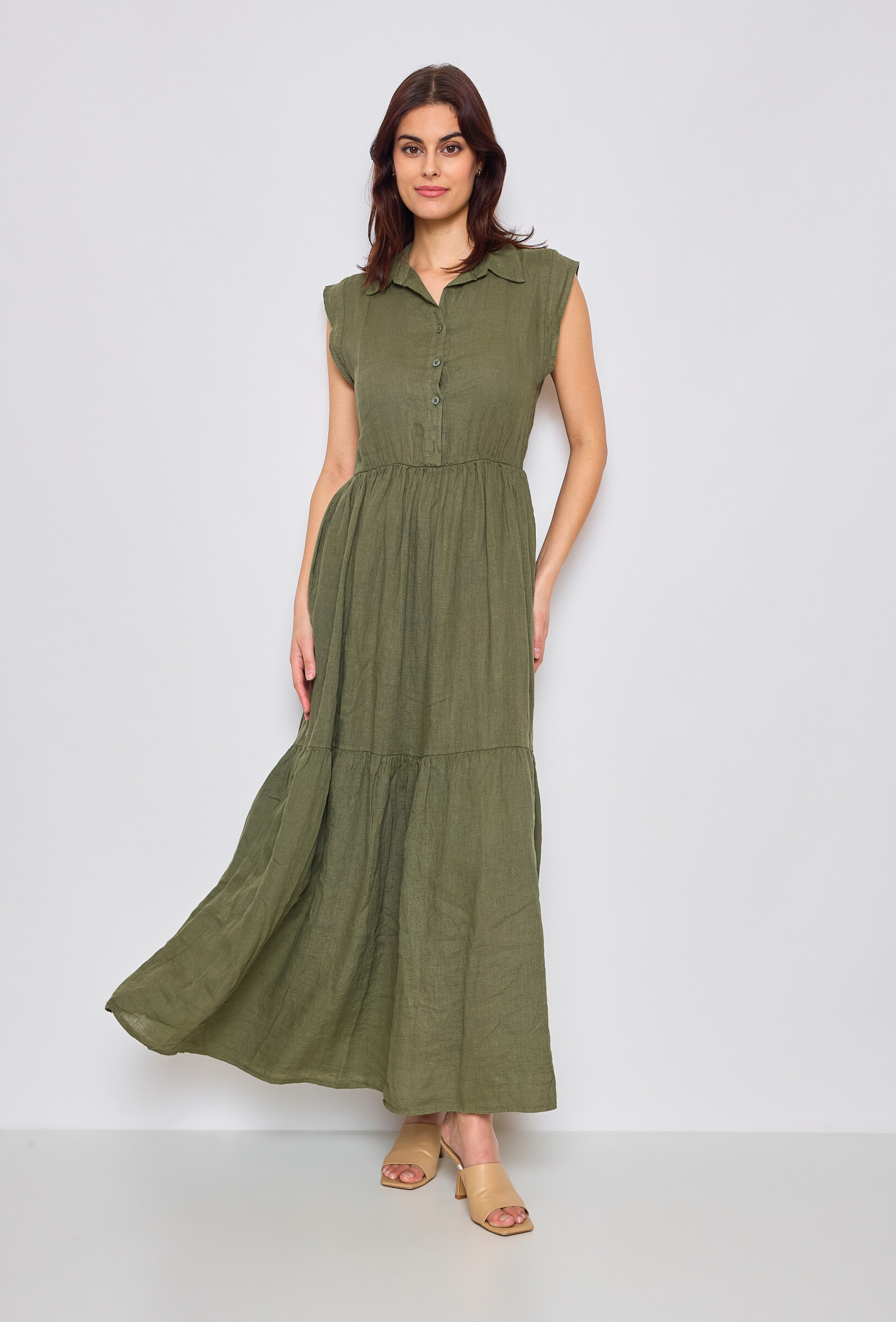Großhändler Sunny Studio - Langes Kleid mit Knöpfen und Kragen