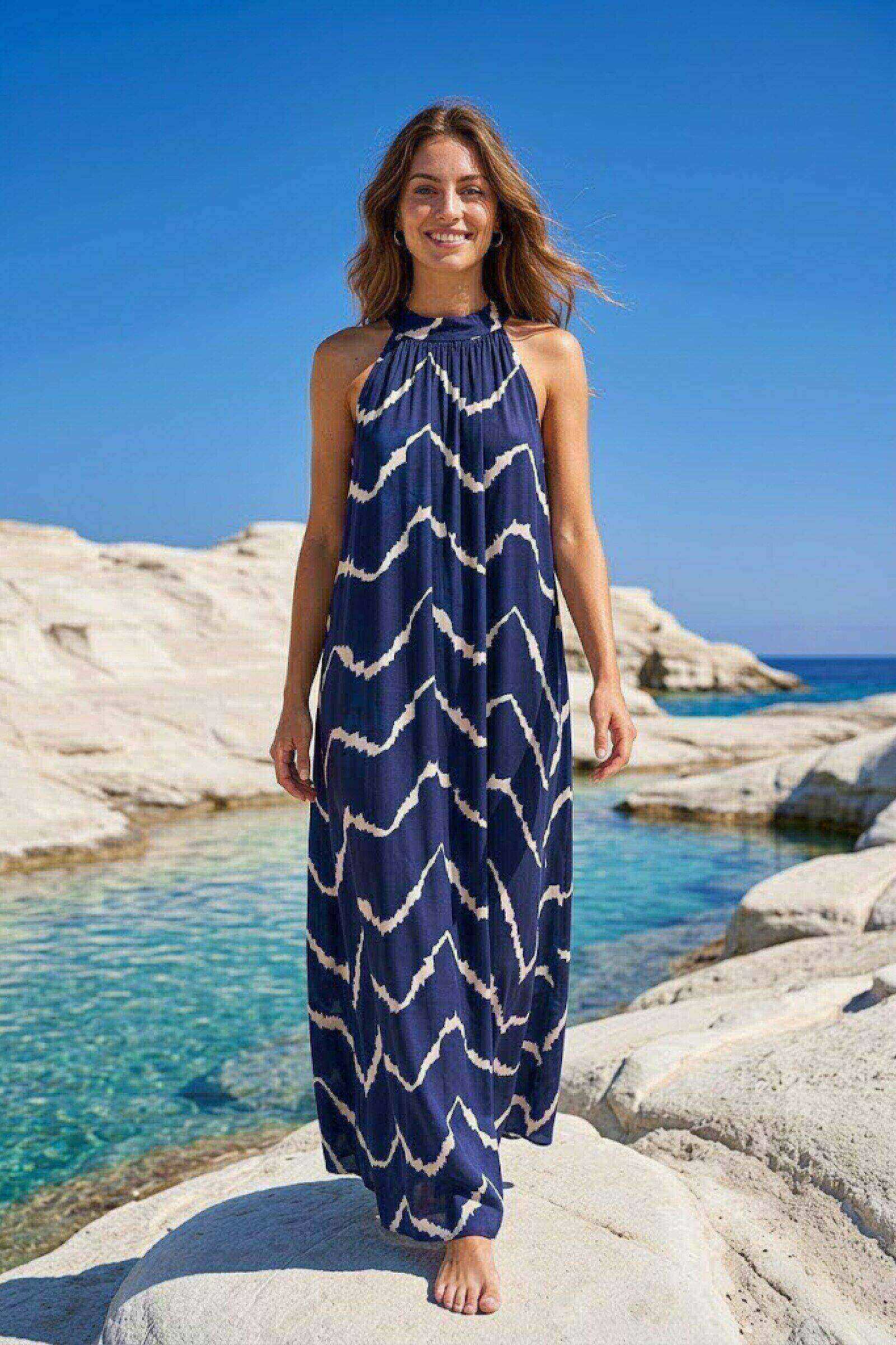 Grossista Sunny Studio - Abito stampato con collo all'americana