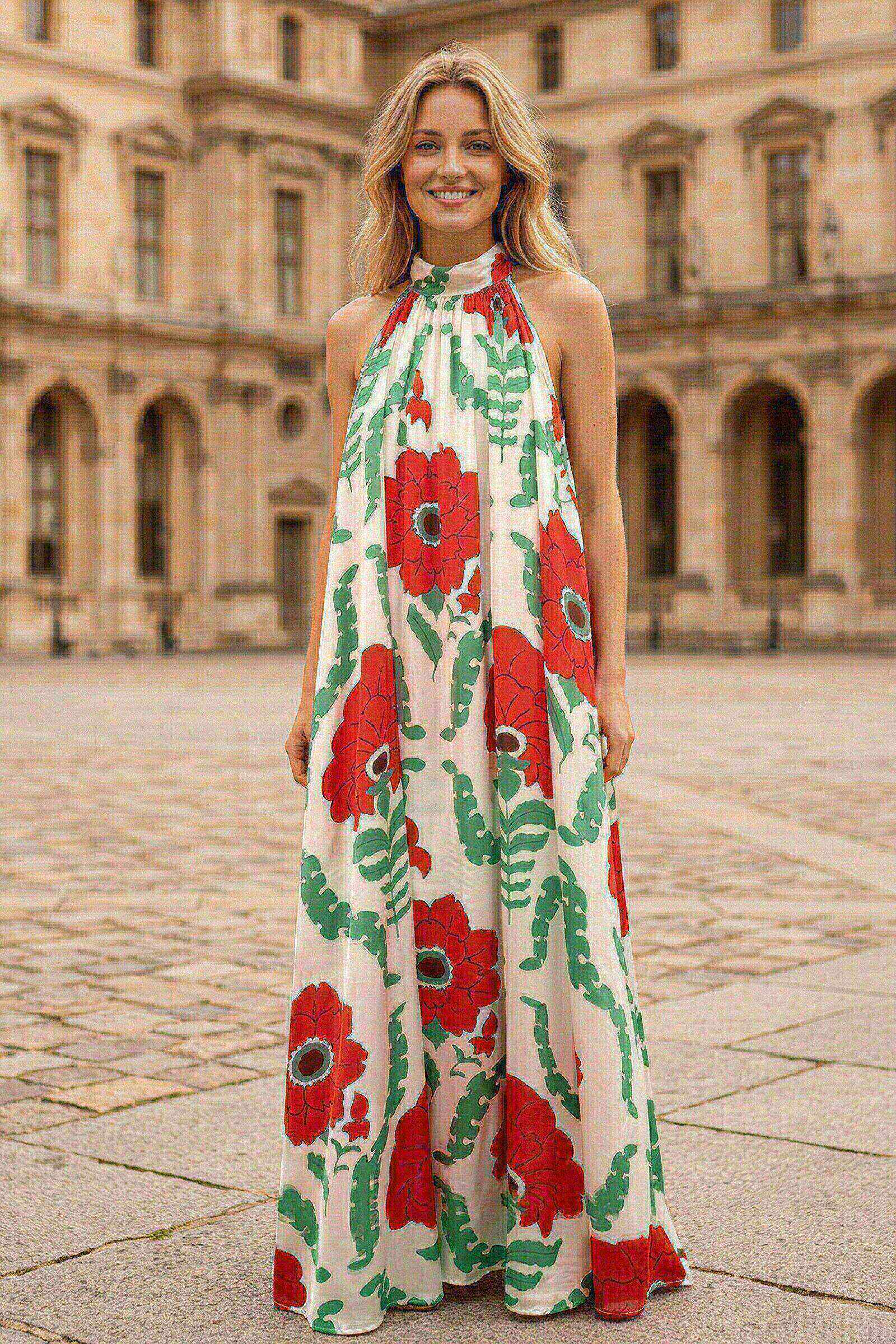 Mayorista Sunny Studio - Vestido estampado con cuello halter