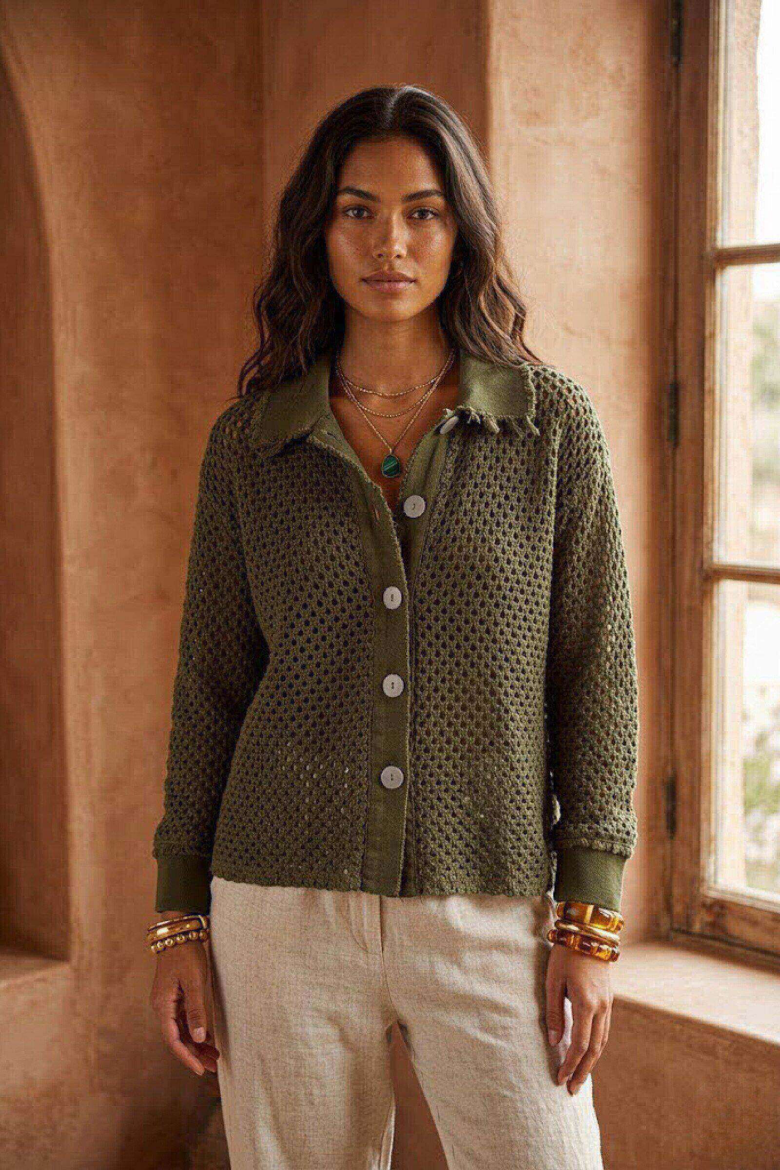 Grossiste Sunny Studio - Veste crochet col chemise