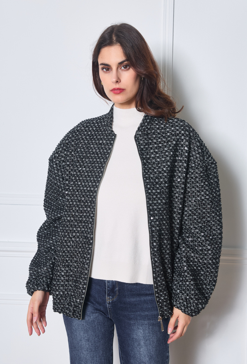 Großhändler Sunny Studio - Texturierte Reißverschlussjacke