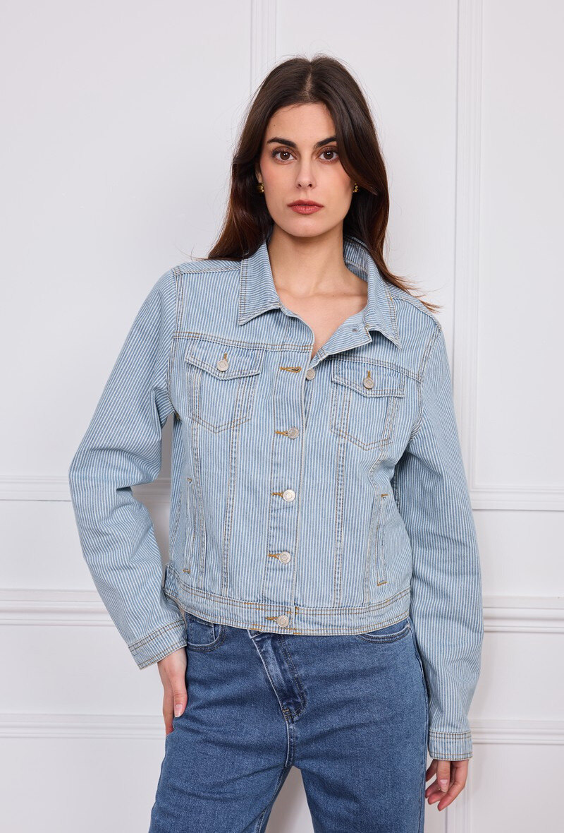 Grossiste Sunny Studio - Veste en jean à rayures