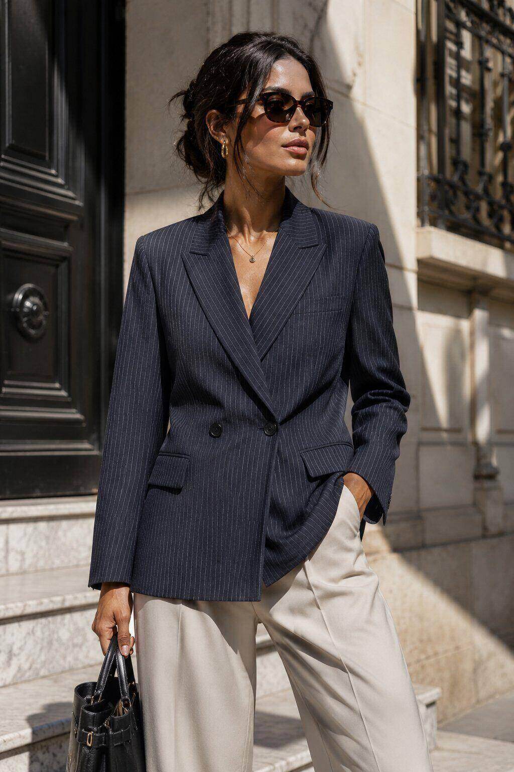 Grossiste Sunny Studio - Veste croisée à fines rayures