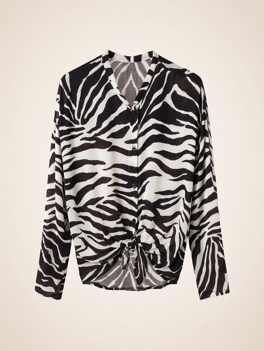 Grossista SUNSHINE - Camicia Donna Lana e Viscosa Motivo Zebra Made in Italy Primavera/Estate 2026