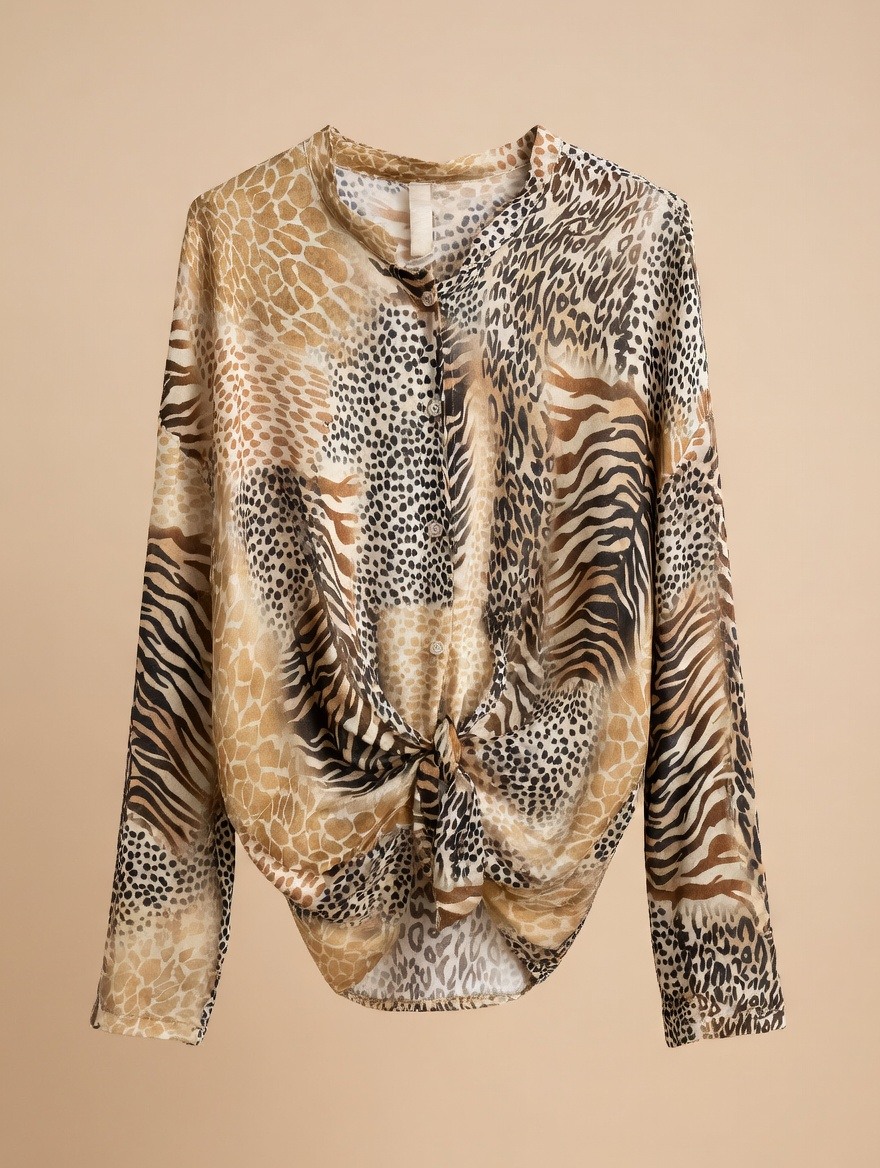 Grossista SUNSHINE - Camicia Donna Made in Italy Viscosa e Lana Motivo Animali Africani Primavera/Estate 2026