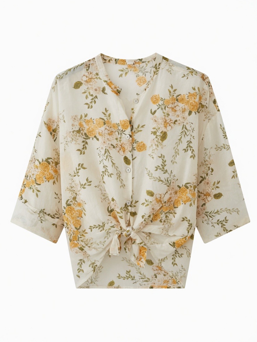 Mayorista SUNSHINE - CAMISA MUJER HECHA EN ITALIA MEZCLA DE ALGODÓN Y SEDA MOTIVO ROSAS PRIMAVERA/VERANO 2026