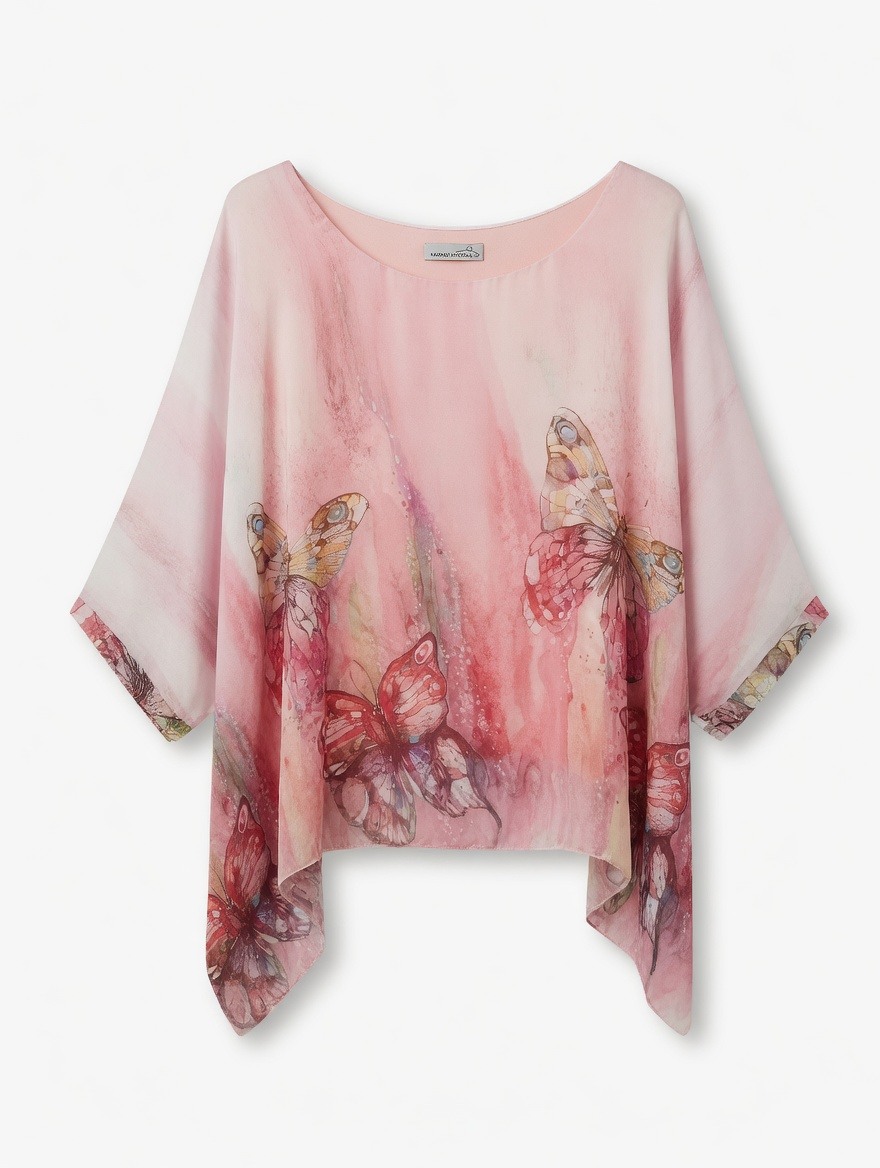 Mayorista SUNSHINE - CAMISA MUJER HECHA EN ITALIA ESTAMPADO MARIPOSA SEDA Y VISCOSA LIGERA PERFECTA PARA PRIMAVERA/VERANO 2026