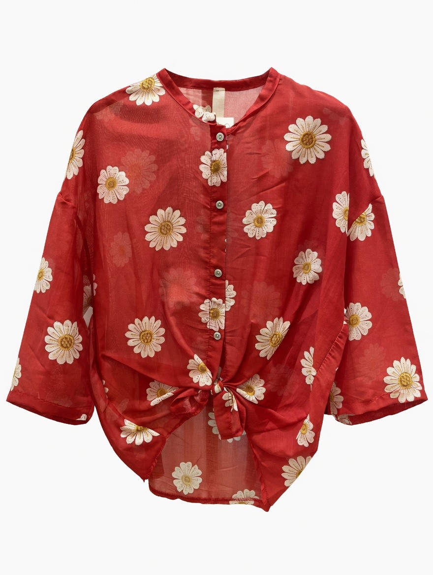 Mayorista SUNSHINE - CAMISA MUJER HECHA EN ITALIA MEZCLA DE ALGODÓN Y SEDA MOTIVO MARGARITA PRIMAVERA/VERANO 2026