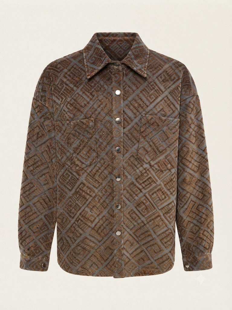 Wholesaler SUNSHINE - WOMEN'S DENIM COTTON-BLEND SHIRT, FALL/WINTER 2026/2027 WITH SEQUINS