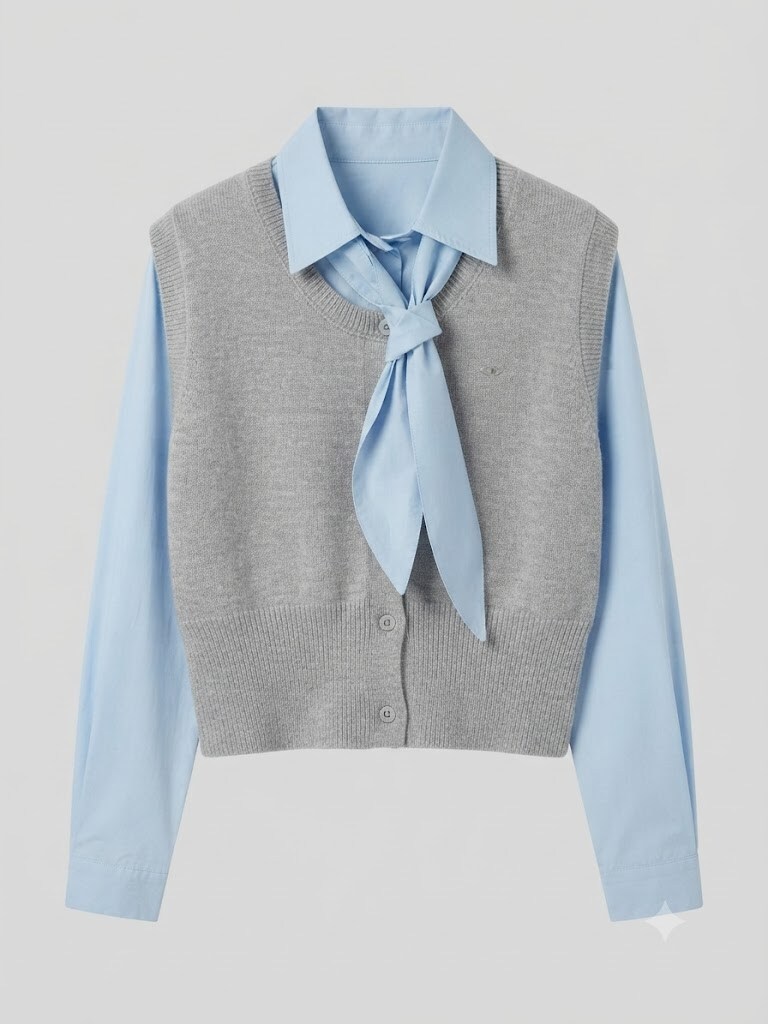 Wholesaler SUNSHINE - Women's vest with attached shirt in cotton blend for autumn/winter 2026/2027