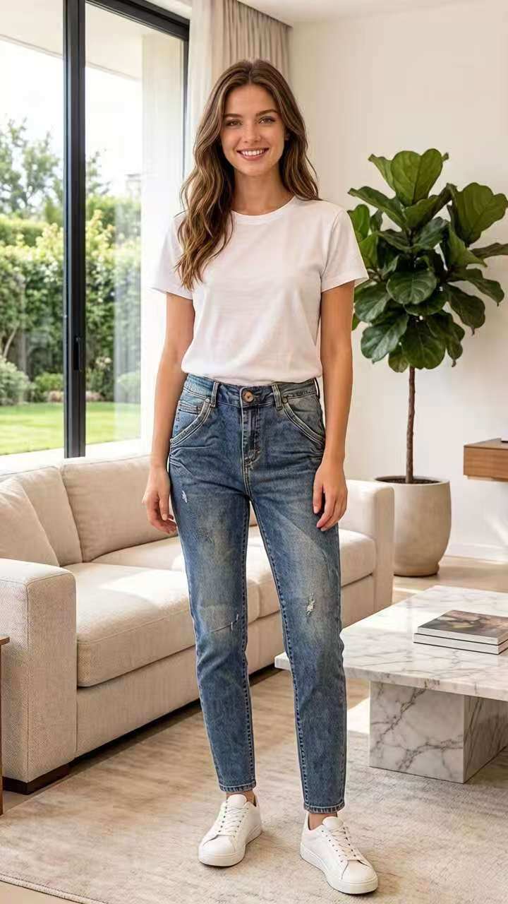 Grossista SUNSHINE - Jeans(D) Genere Jeans Slim Fit Donna Primavera/Estate Made in Cina Quotidiano Colore Unico Standard Monocromo