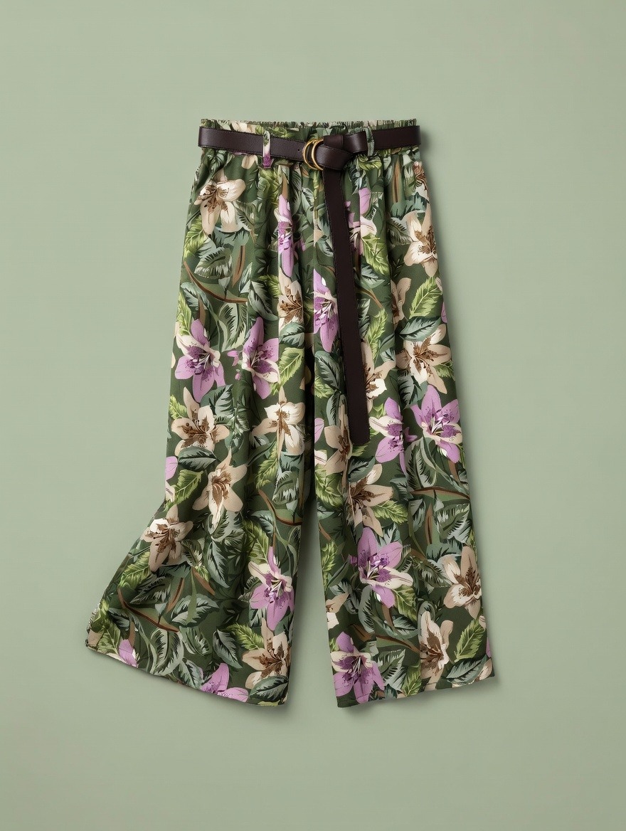 Grossiste SUNSHINE - Pantalon Femme Fabriqué en Italie Viscose et Lin Motif Floral Printemps/Été 2026