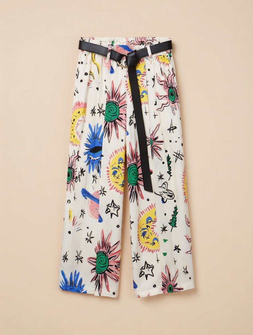 Grossiste SUNSHINE - Pantalon Femme Fabriqué en Italie Motif Abstrait Printemps/Été 2026 Lin et Viscose