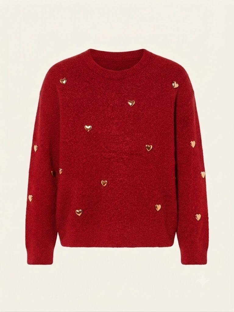 Wholesaler SUNSHINE - WOMEN'S SWEATER WOOL VISCOSE BLEND, WITH HEART SEQUINS. FALL/WINTER 2026/2027