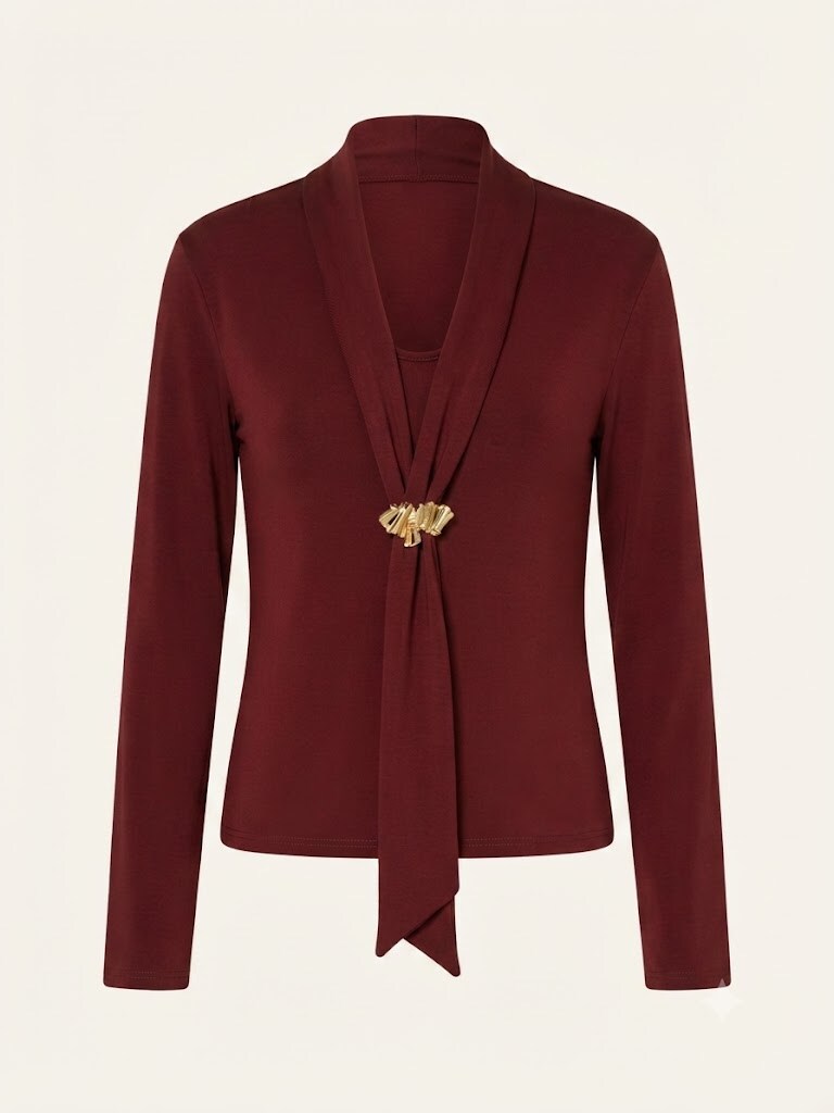 Wholesaler SUNSHINE - WOMEN'S SWEATER IN COTTON VISCOSE BLEND WITH DECORATIVE BROOCH