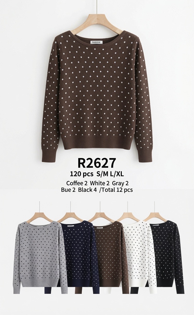 Wholesaler SUNSHINE - WOMEN'S POLKA DOT SWEATER IN VISCOSE COTTON BLEND. FALL-WINTER 2026-2027