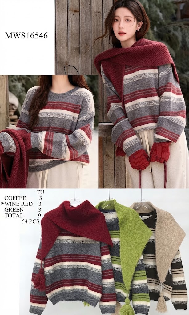 Mayorista SUNSHINE - JERSEY MUJER MEZCLA VISCOSA ALGODÓN OTOÑO INVIERNO 2026/2027 PATRÓN DE RAYAS
