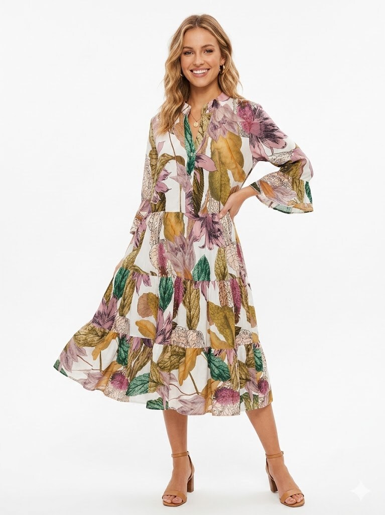 Wholesaler SUNSHINE - WOMEN'S DRESS MADE IN ITALY 100% COTTON BOTANICAL PATTERNS SPRING/SUMMER 2026