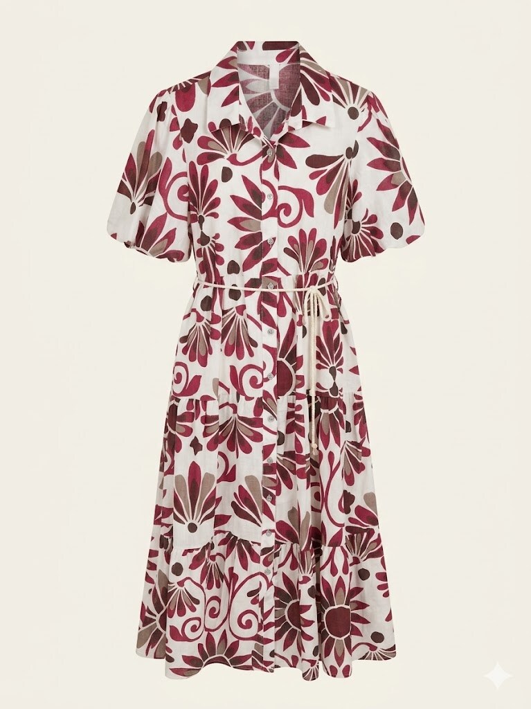 Mayorista SUNSHINE - VESTIDO MUJER HECHO EN ITALIA 100% ALGODÓN MOTIVOS VEGETALES PRIMAVERA/VERANO 2026