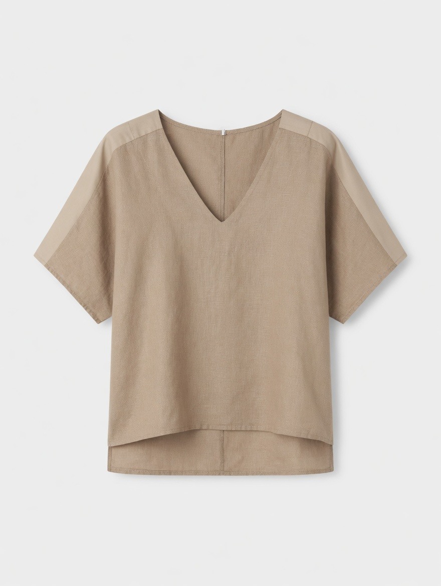 Wholesaler SUNSHINE - 100% LINEN T-SHIRT MADE IN ITALY V-NECK SPRING/SUMMER 2026