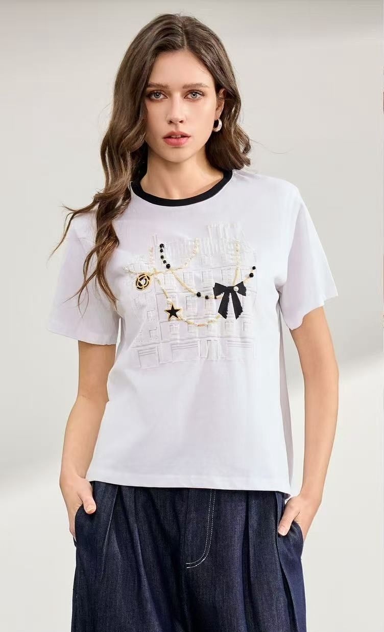 Grossiste SUNSHINE - T-shirt & Haut(F) Genre T-shirt Femme Printemps/Été Fabriqué en Chine Quotidien Plusieurs Couleurs Standard Uni