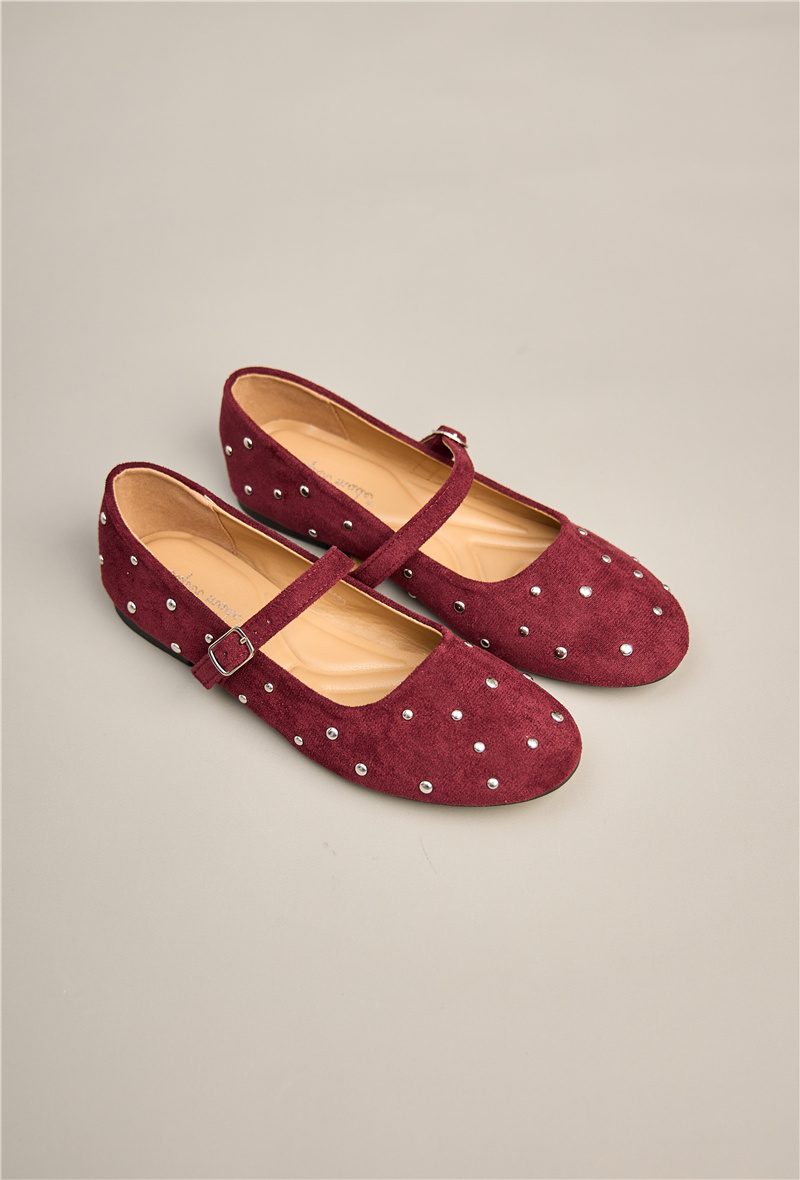 Wholesaler Super Mode | Belle Women - Suede ballet flats with strap and studs