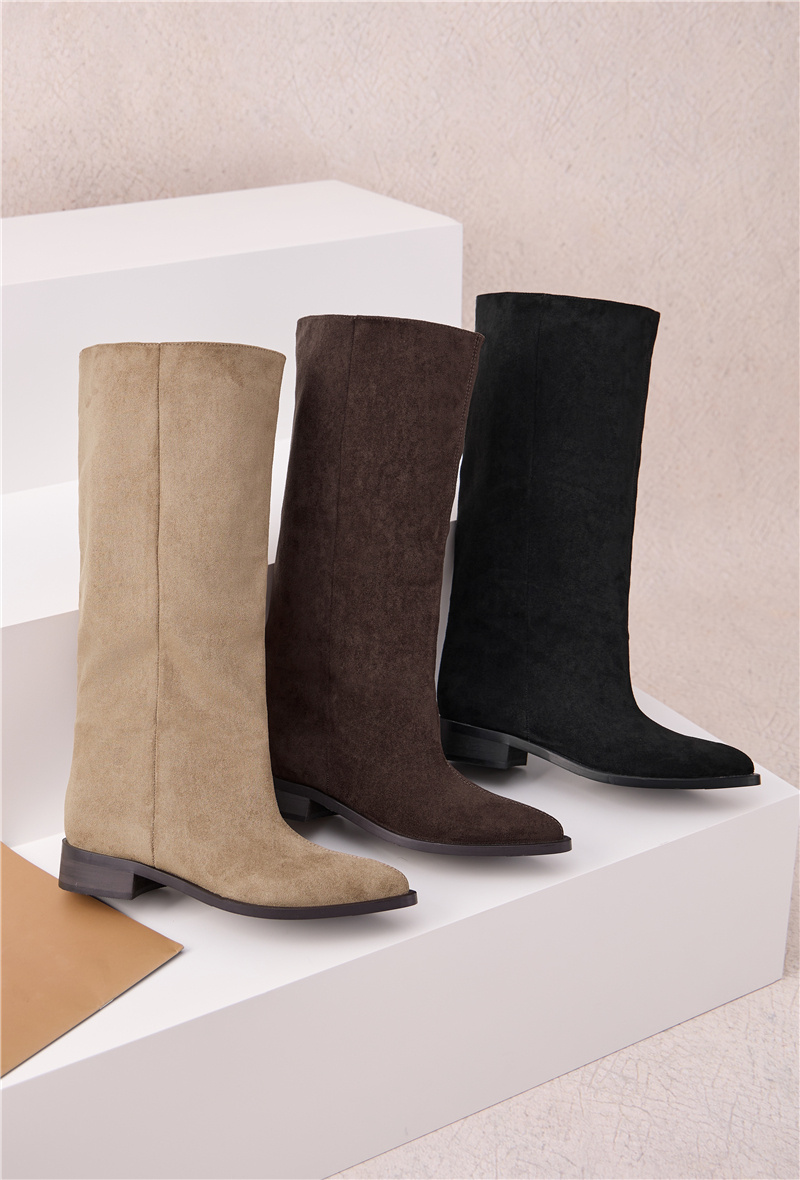 Mayorista Inia. - Botas planas de ante con caña ancha
