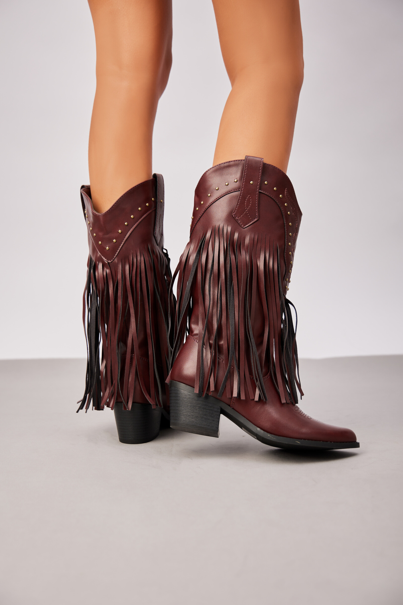 Großhändler Super Mode | Belle Women - Fransige Western-Boots im Boho-Chic
