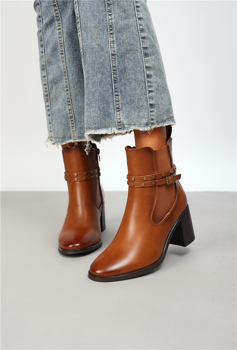 Mayorista Super Mode | Belle Women - Botines de tacón con tirador trenzado