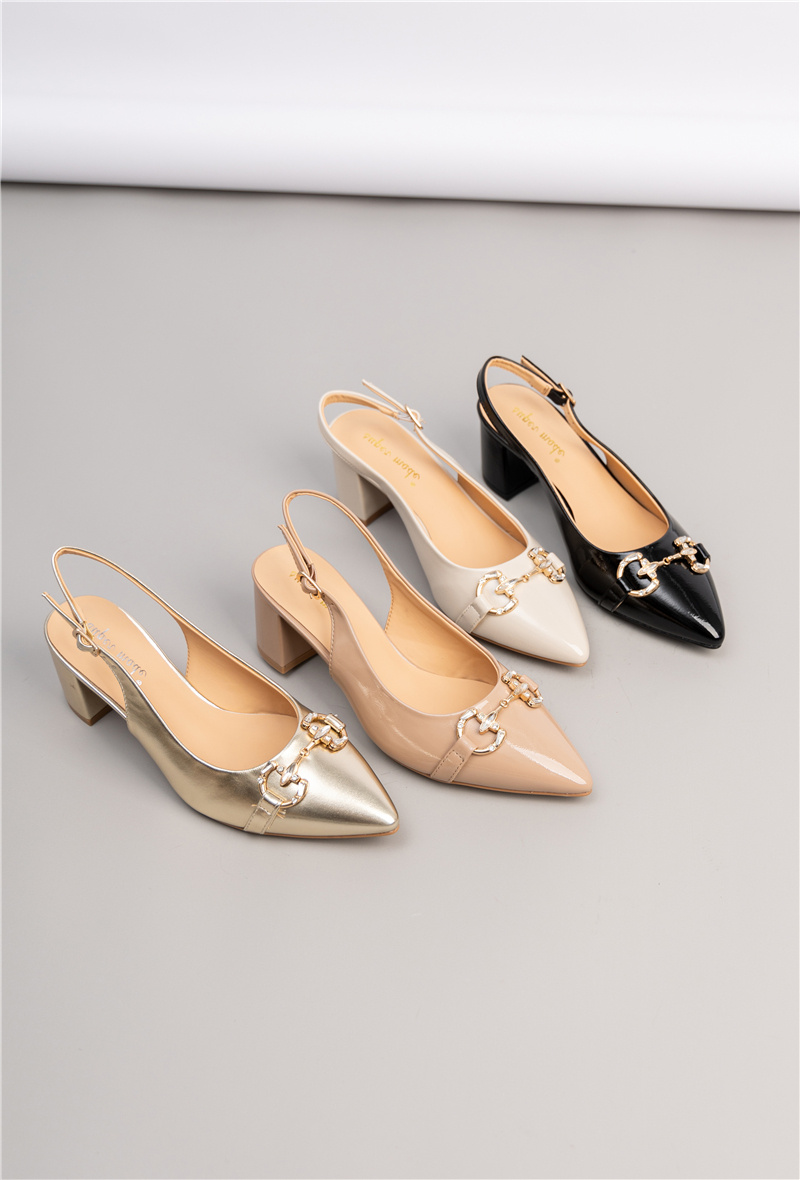 Wholesaler Super Mode | Belle Women - Slingback pumps with block heel and patent buckle