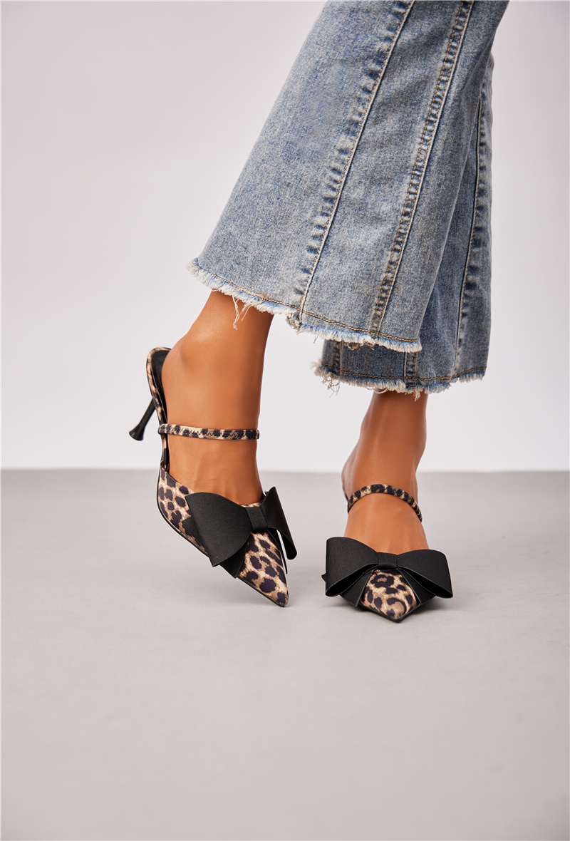 Mayorista Super Mode | Belle Women - Zapatos de tacón de aguja con correa elástica y lazo decorativo