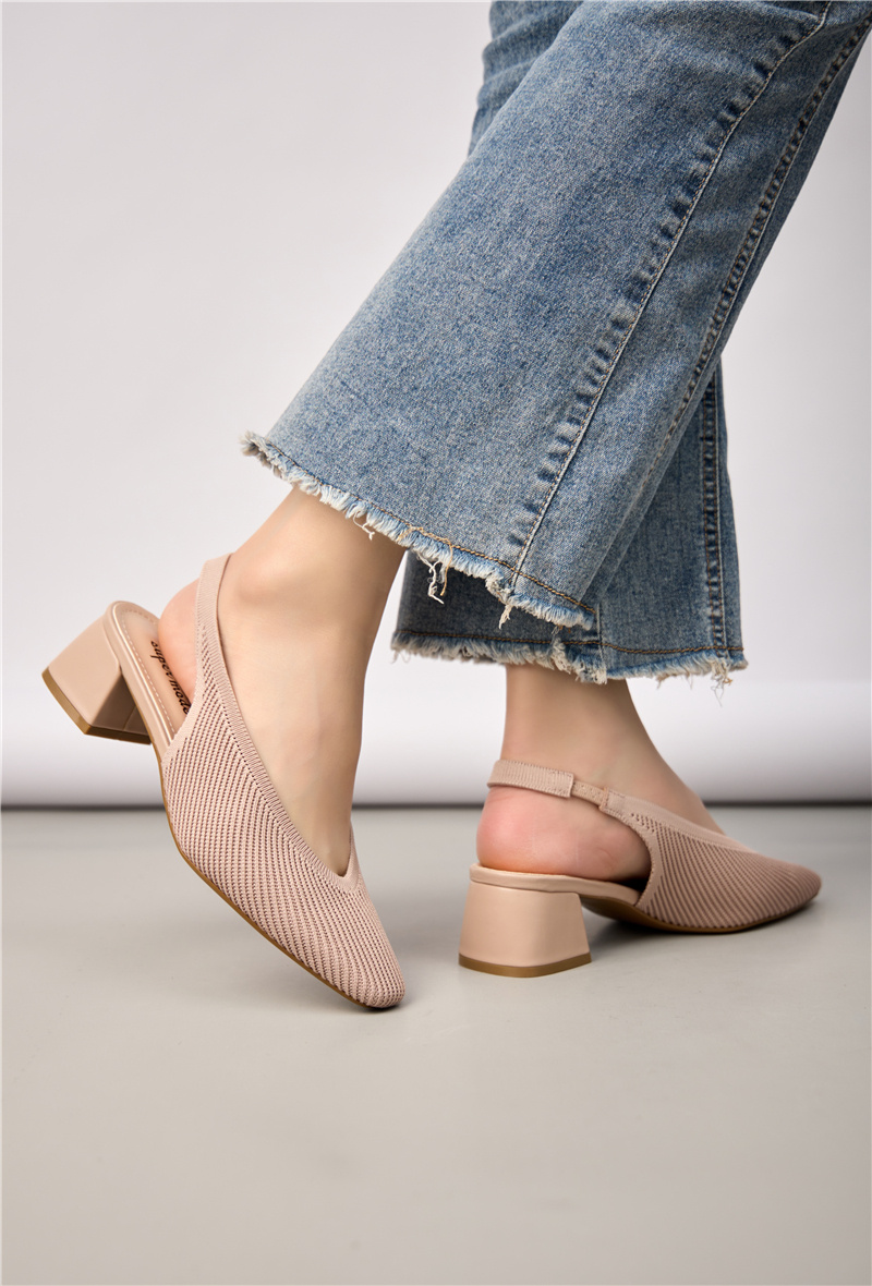 Wholesaler Super Mode | Belle Women - Slingback pumps in woven fabric with block heel