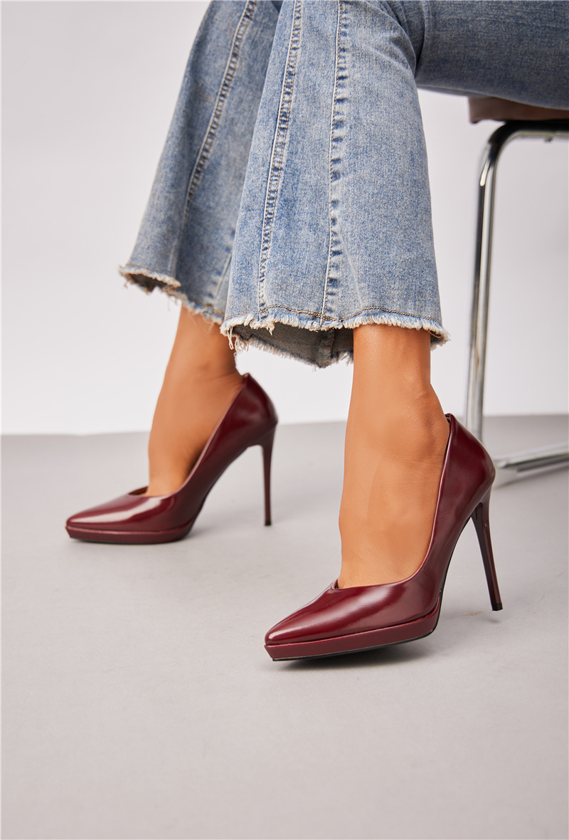 Mayorista Super Mode | Belle Women - Zapatos de tacón de aguja con plataforma de cuero sintético