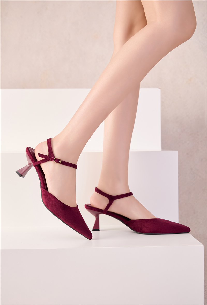 Wholesaler Inia. - Suede ankle strap pumps with square stiletto heel
