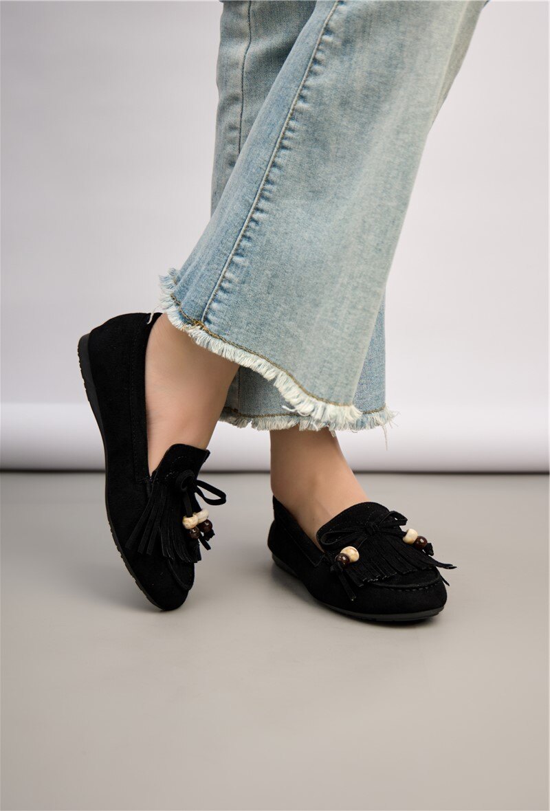 Wholesaler Super Mode | Belle Women - Suede loafers with fringes and bow tie