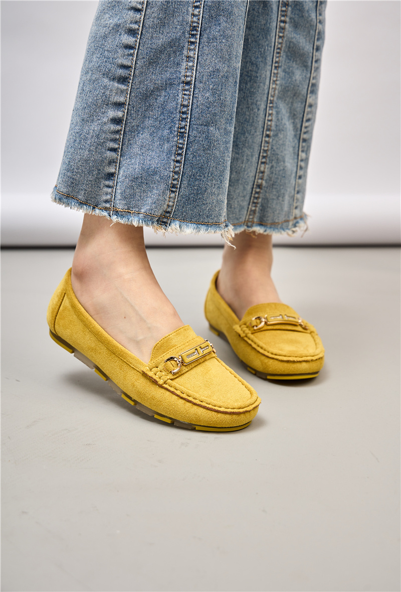 Wholesaler Super Mode | Belle Women - Comfort suede loafers with rhinestone buckle and leather sole