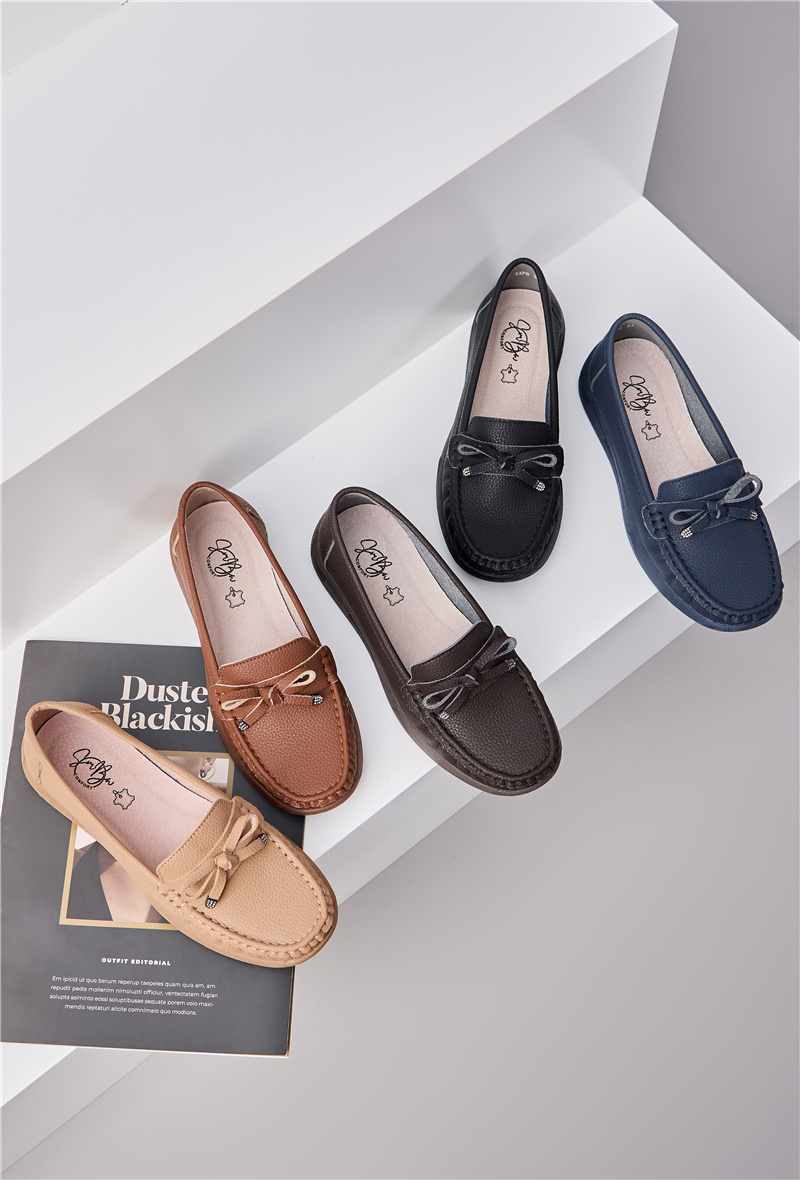 Grossista Super Mode | Belle Women - Mocassini comodi con suola in pelle e fiocco