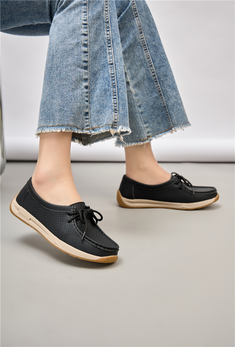 Wholesaler Super Mode | Belle Women - Comfortable perforated loafers with leather sole and lace