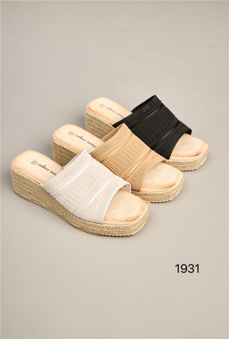Wholesaler Super Mode | Belle Women - Wedge mules with a comfortable woven sole and fabric strap