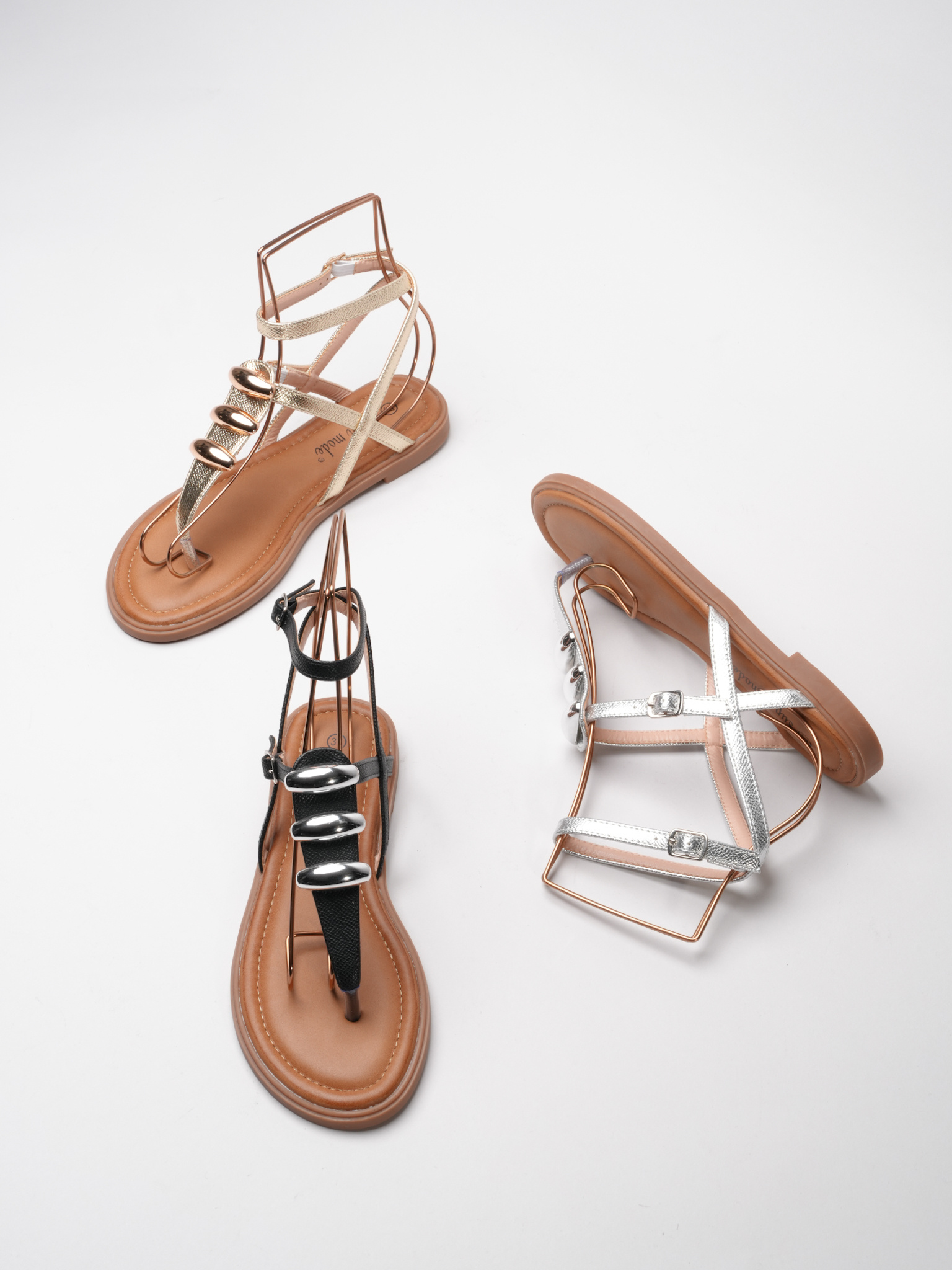 Wholesaler Super Mode | Belle Women - Toe-post sandals with ankle strap and embellishment