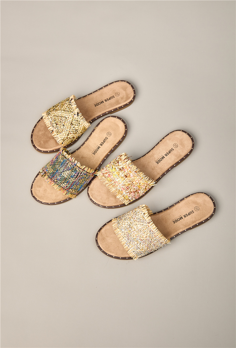 Wholesaler Super Mode | Belle Women - Slide sandal with braided straw-effect strap