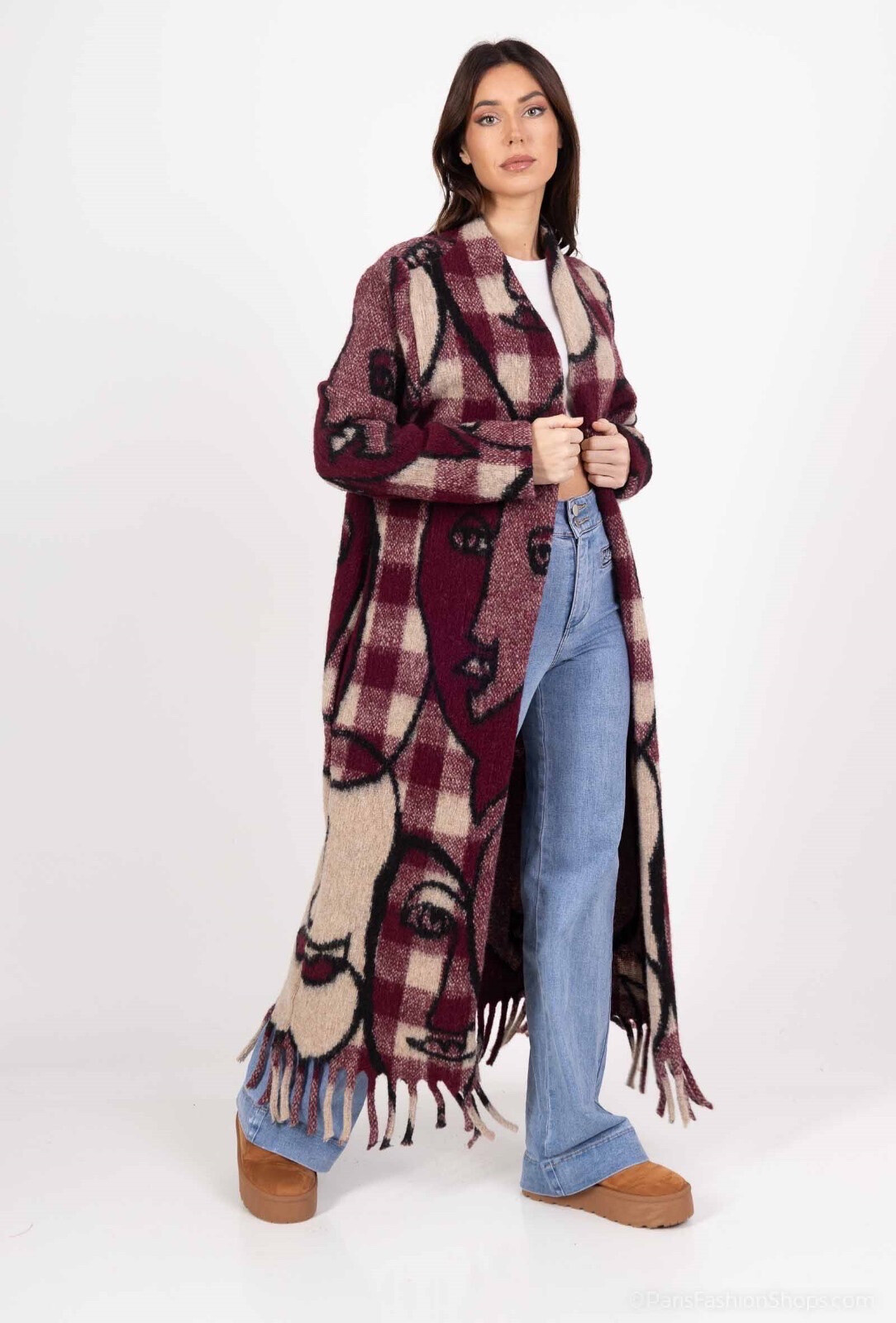 Wholesaler Superbelle - PICASSO WOOL VEST COAT WITH FRINGE AT THE BOTTOM AND TWO POCKETS