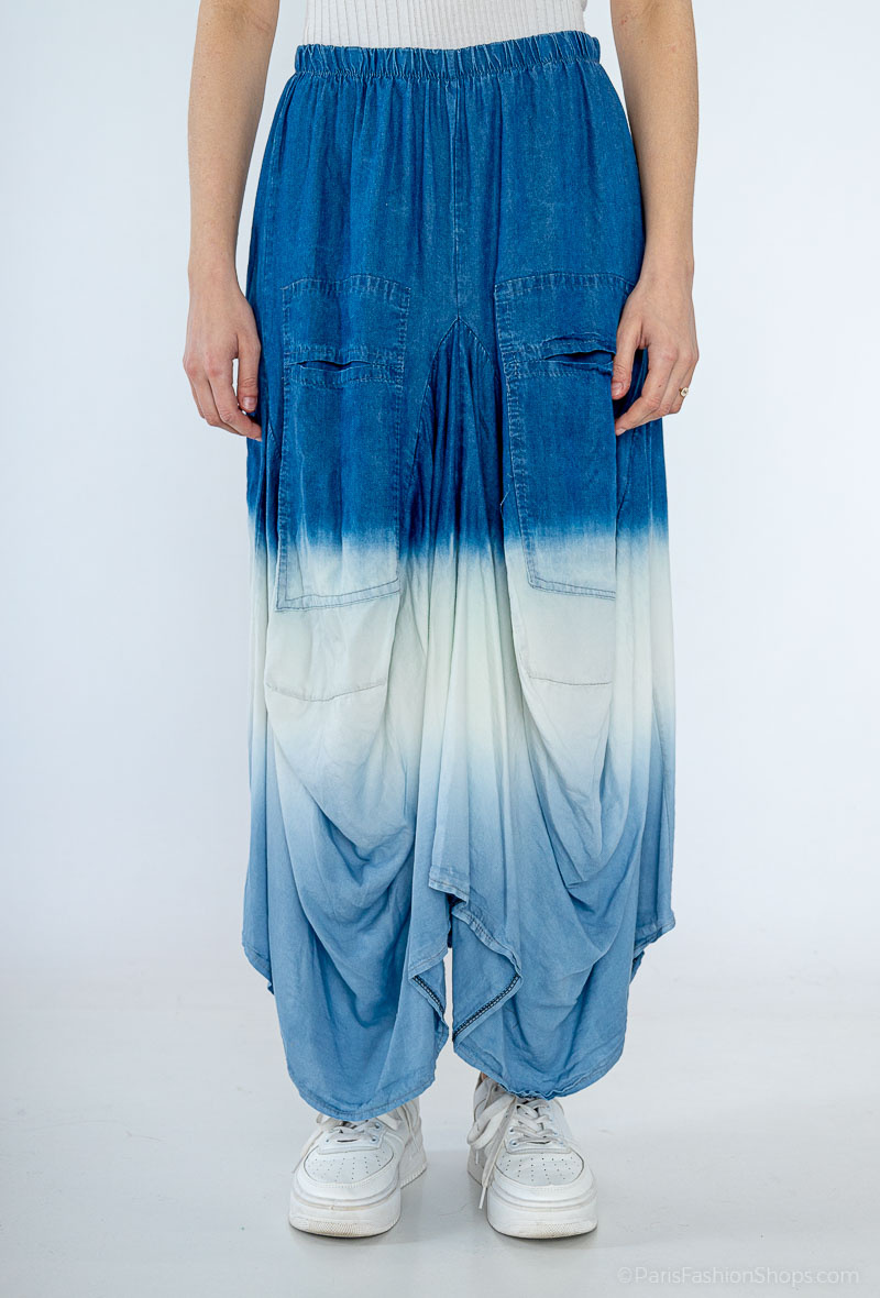 Grossiste Superbelle - JUPE SAROUEL EN TENCEL  DEUX PORCHES DEGRADE