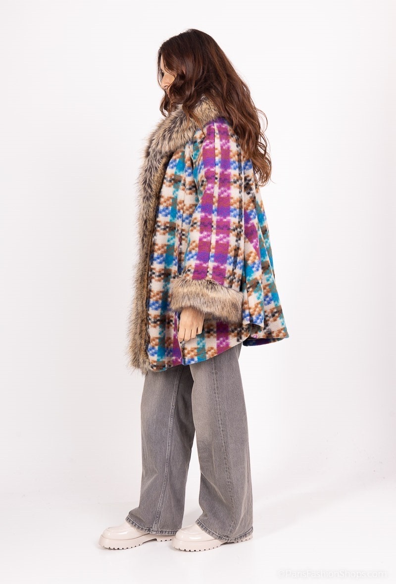 Grossiste Superbelle - MANTEAU FOURRURE DOUBLURE AVEC POCHES MULTI-COULEUR