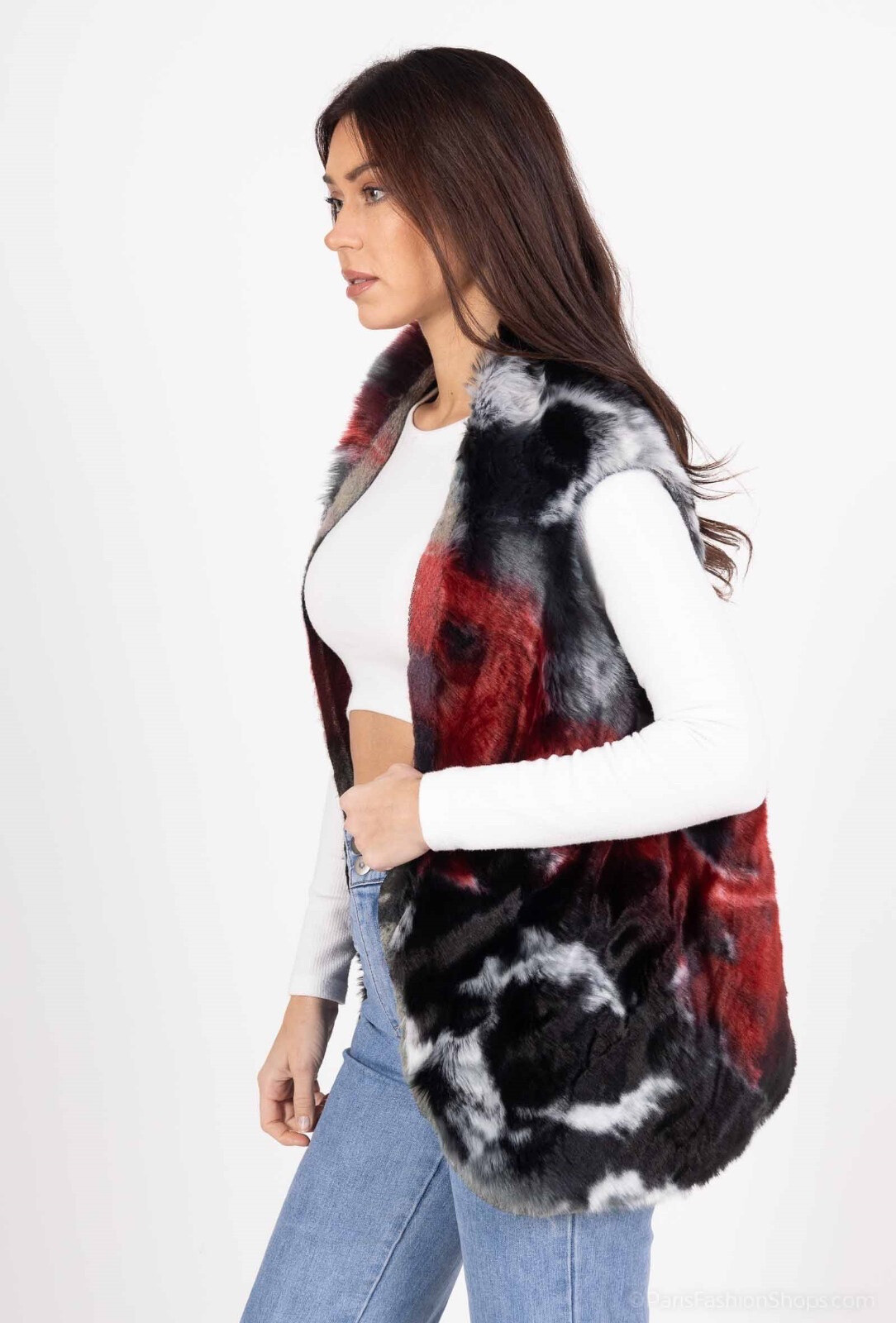Grossiste Superbelle - Gilet sans manches avec fourrure multicolore