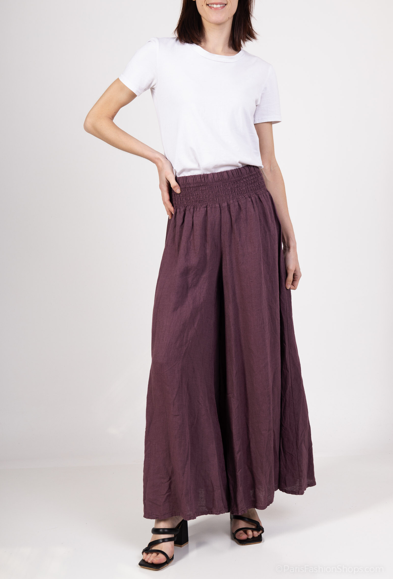 Grossiste Superbelle - Pantalon uni avec pattes d'éléphant en lin